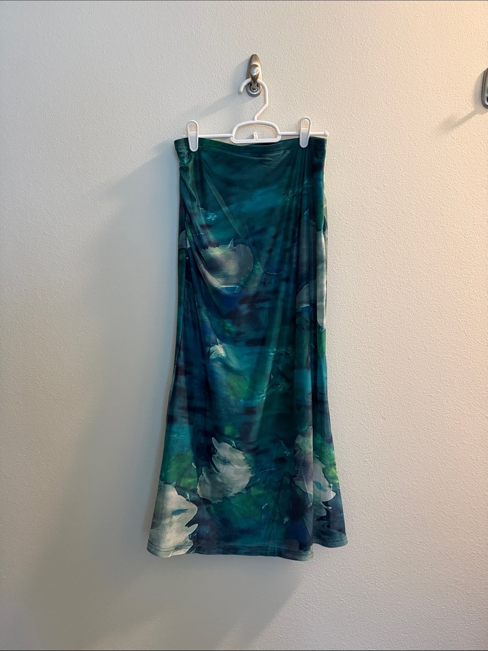 Women's Teal Floral Midi Skirt